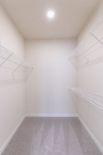 Expansive closet with open air shelving